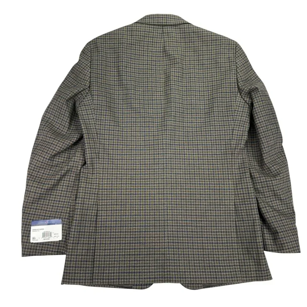 Tommy Hilfiger Mens Modern Fit Conrad Check Plaid Sport Coat Brown Blue 40L